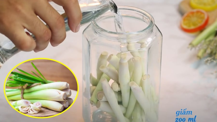 Bạn có thể ngâm sả trong giấm để thu được tinh dầu sả.